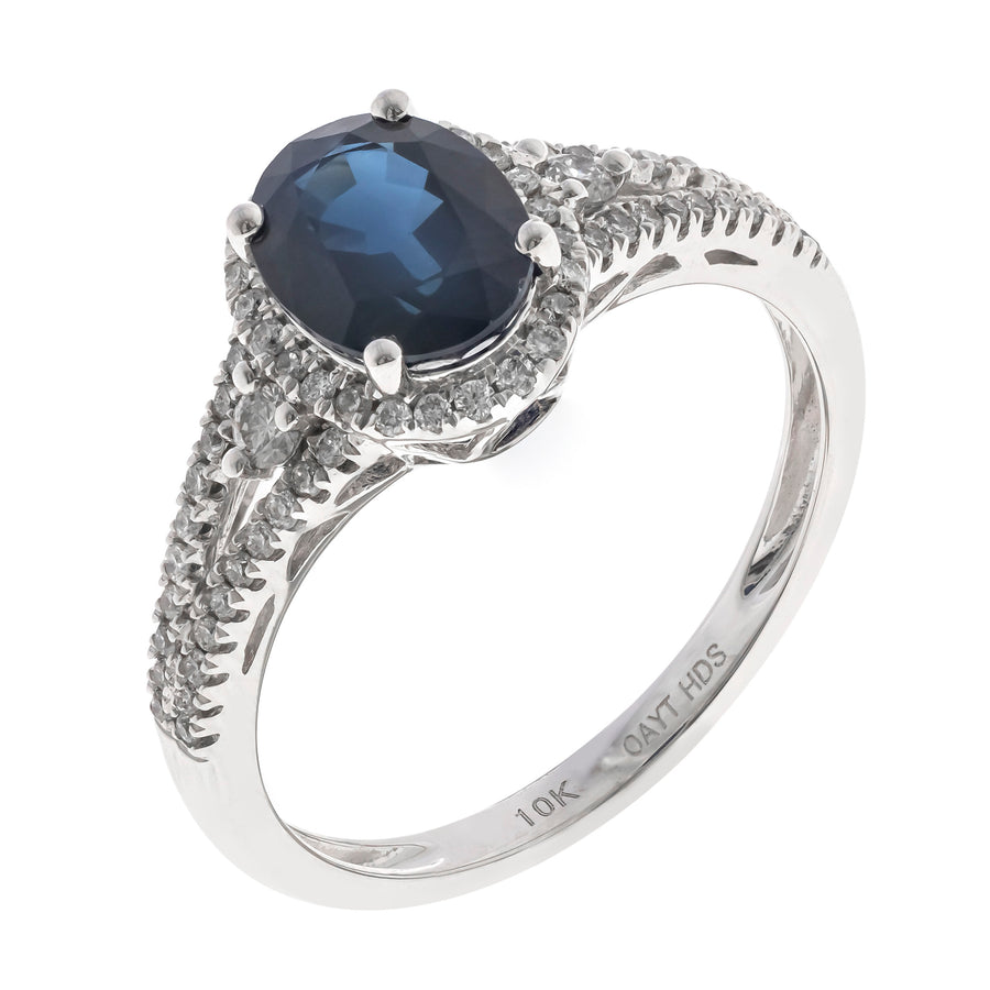 Camila 10K White Gold Oval-Cut Blue Sapphire Ring