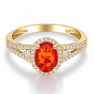Jenna 14K Yellow Gold Oval-Cut Mexican Fire Opal Ring
