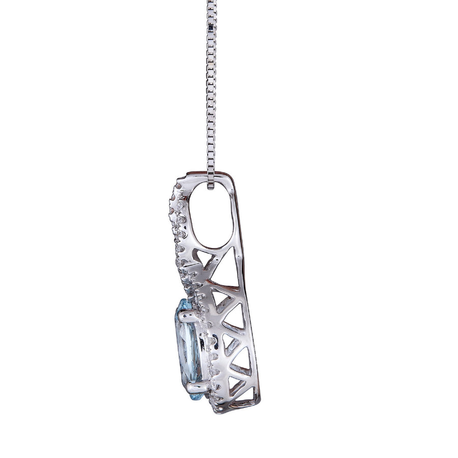 Everleigh 10K White Gold Oval-Cut Brazilian Aquamarine Pendant