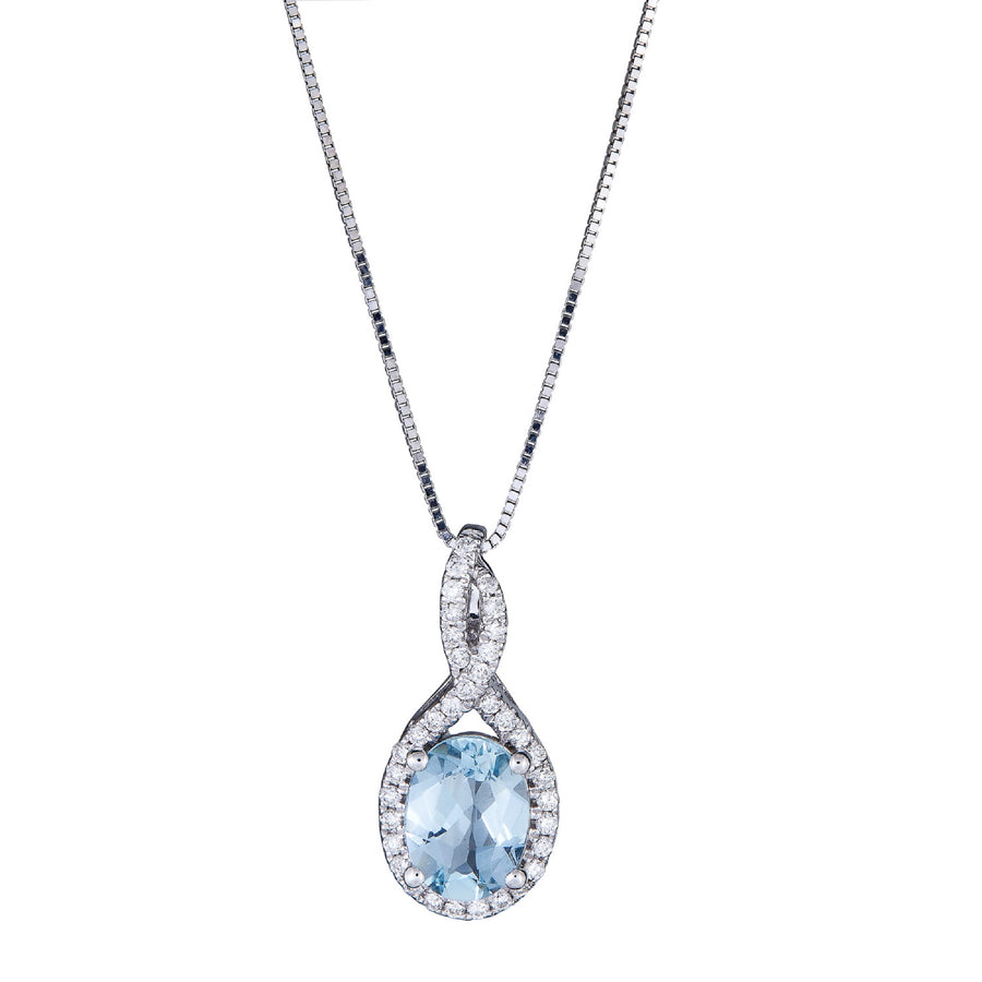 Everleigh 10K White Gold Oval-Cut Brazilian Aquamarine Pendant