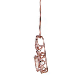 Miracle 14K Rose Gold Oval-Cut Madagascar Morganite Pendant