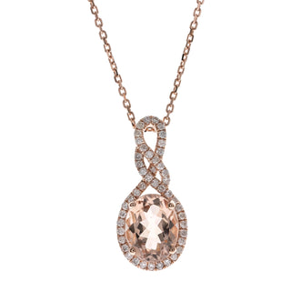 Miracle 14K Rose Gold Oval-Cut Madagascar Morganite Pendant