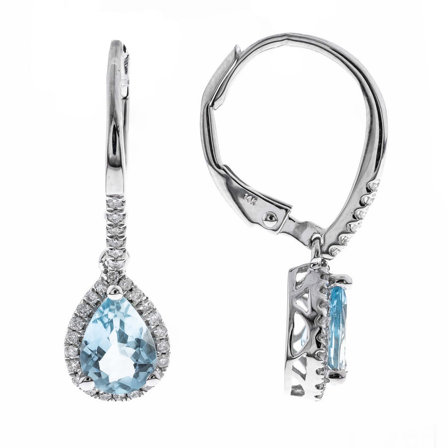 Julia 14K White Gold Pear-Cut Aquamarine Earrings