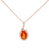 Nathalia 14K Rose Gold Oval-Cut Mexican Fire Opal Pendant