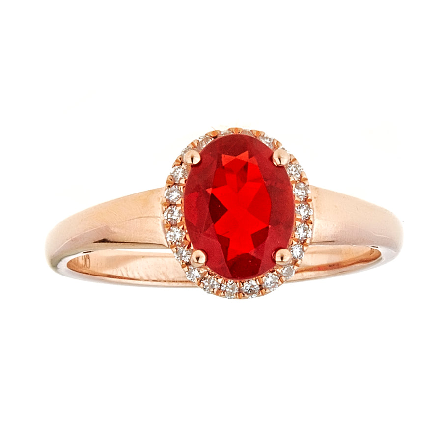 Savannah 14K Rose Gold Oval-Cut Mexican Fire Opal Ring