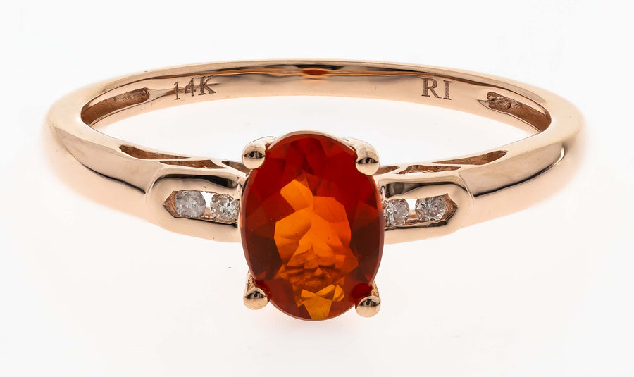 Caroline 14K Rose Gold Oval-Cut Mexican Fire Opal Ring