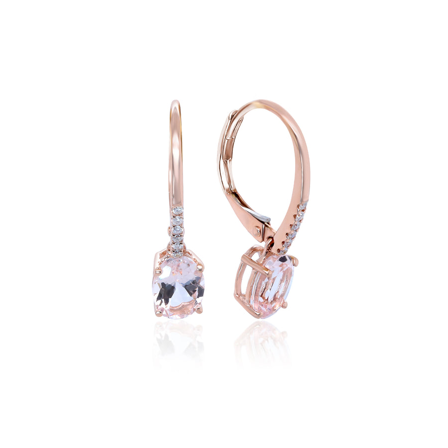 Jacqueline 14K Rose Gold Oval-Cut Madagascar Morganite Earrings