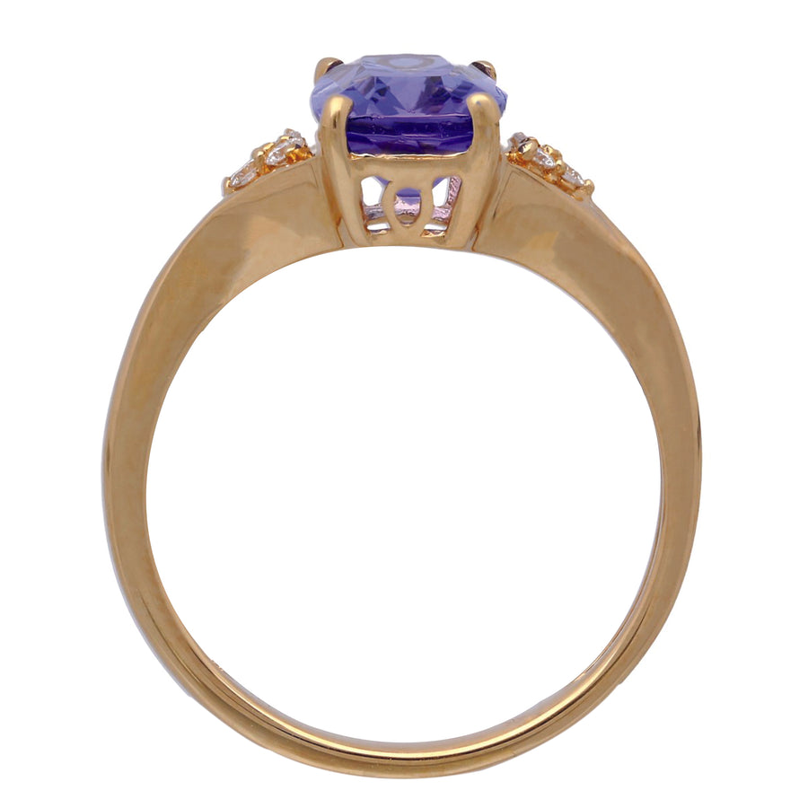 Aubree 14K Yellow Gold Cushion-Cut Tanzanian Tanzanite Ring