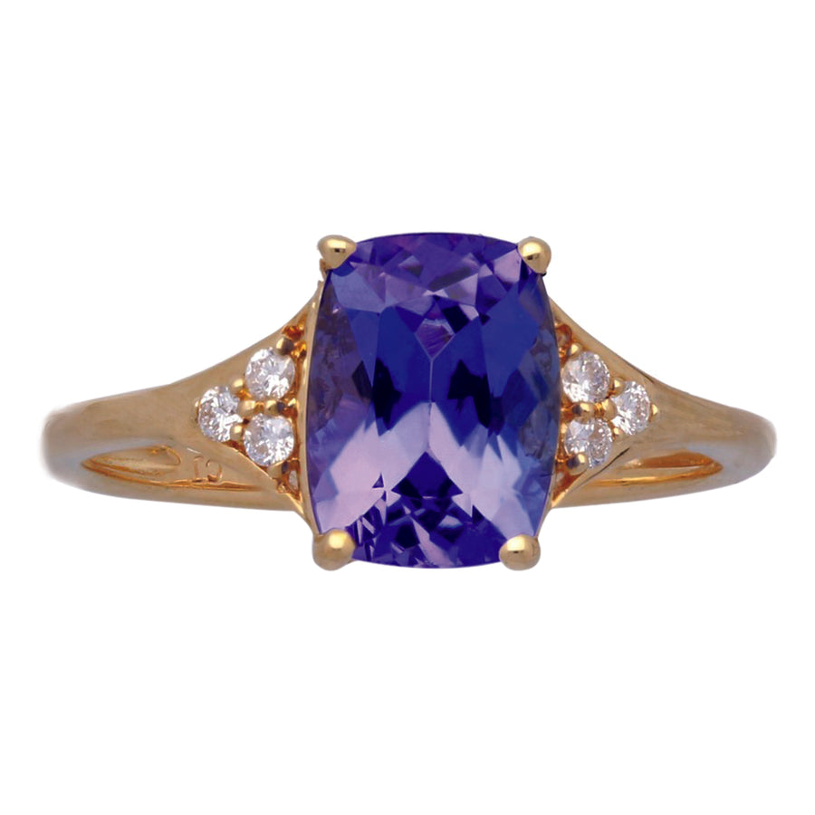 Aubree 14K Yellow Gold Cushion-Cut Tanzanian Tanzanite Ring