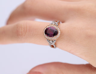 Ophelia 14K Rose Gold Oval-Cut Madagascar Rodholite Ring