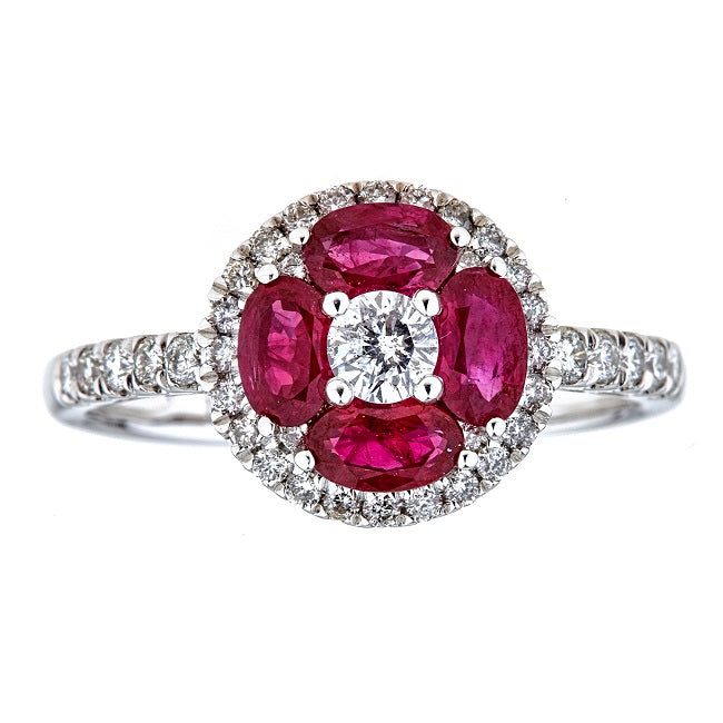 Valentina 18K White Gold Oval-Cut Ruby Ring