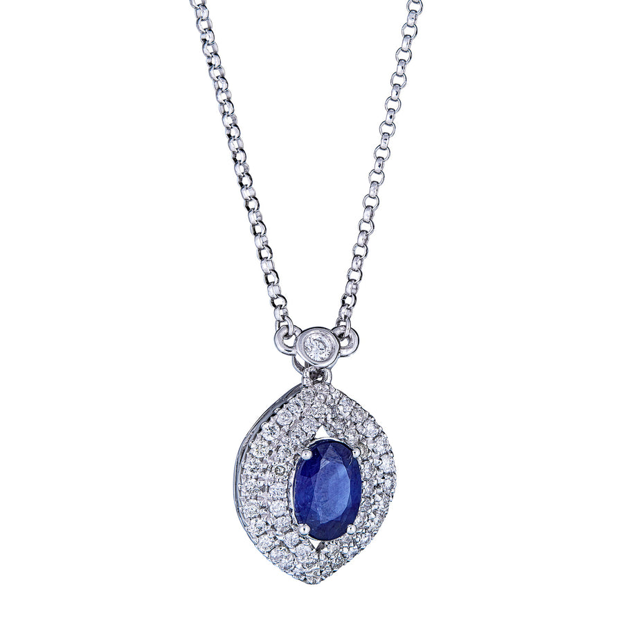 Aubree 14K White Gold Oval-Cut Ceylon Blue Sapphire Pendant