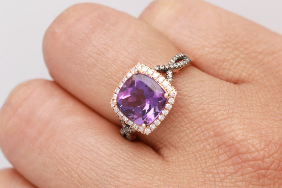 Ryder 10K Rose Gold Princess-Cut Brazilian Amethyst Ring