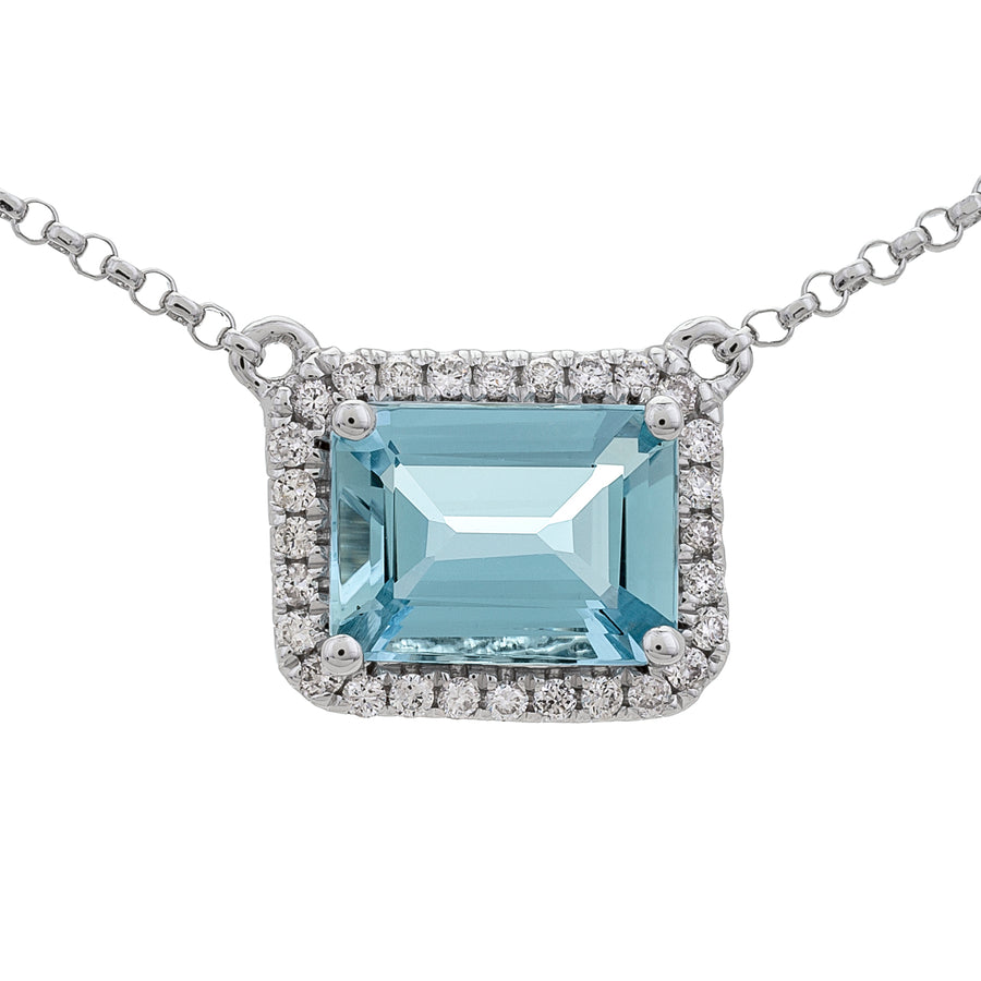 Raelynn 14K White Gold Emerald-Cut Brazilian Aquamarine Pendant