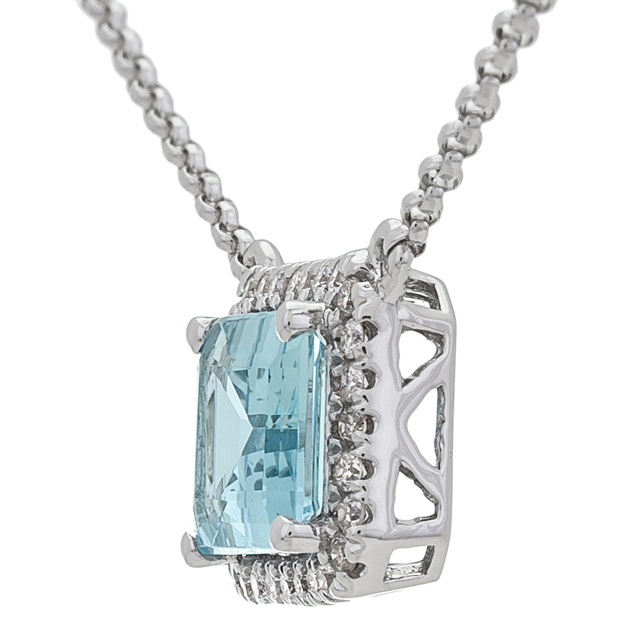 Raelynn 14K White Gold Emerald-Cut Brazilian Aquamarine Pendant