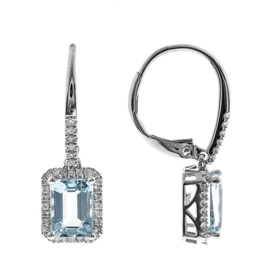 Esme 14K White Gold Emerald-Cut Brazilian Aquamarine Earring