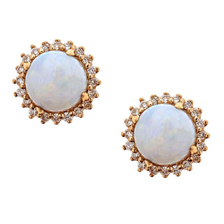 Phoenix 10K Yellow Gold Round-Cut African Opal Earring