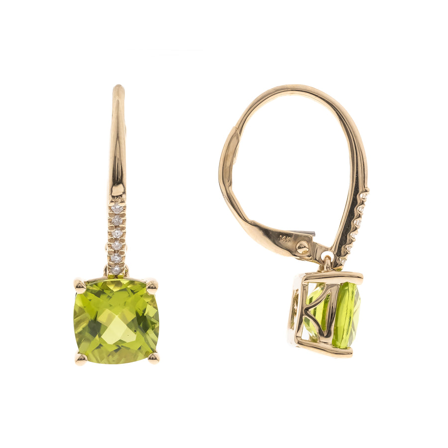 Ashlyn 14K Yellow Gold Cushion-Cut Manchurian Peridot Earring