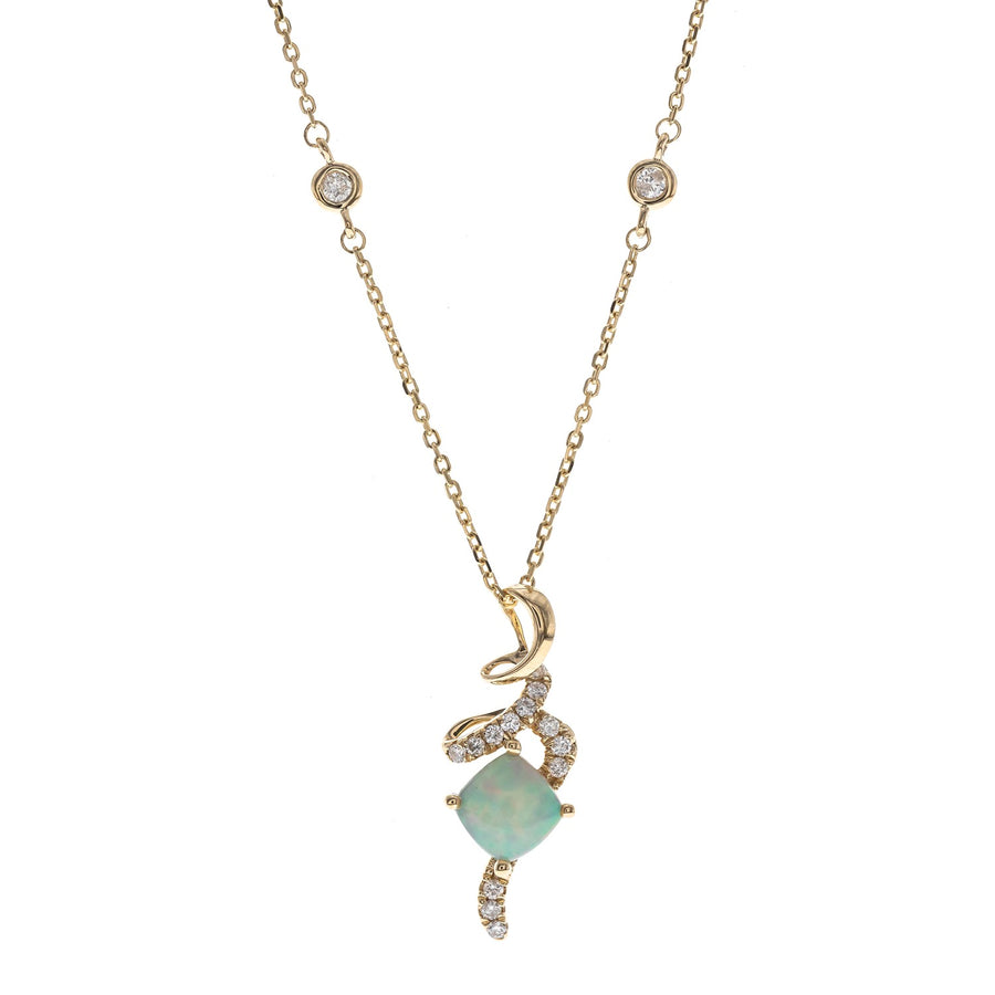 Jazlyn 14K Yellow Gold Cushion-Cut Opal Pendant