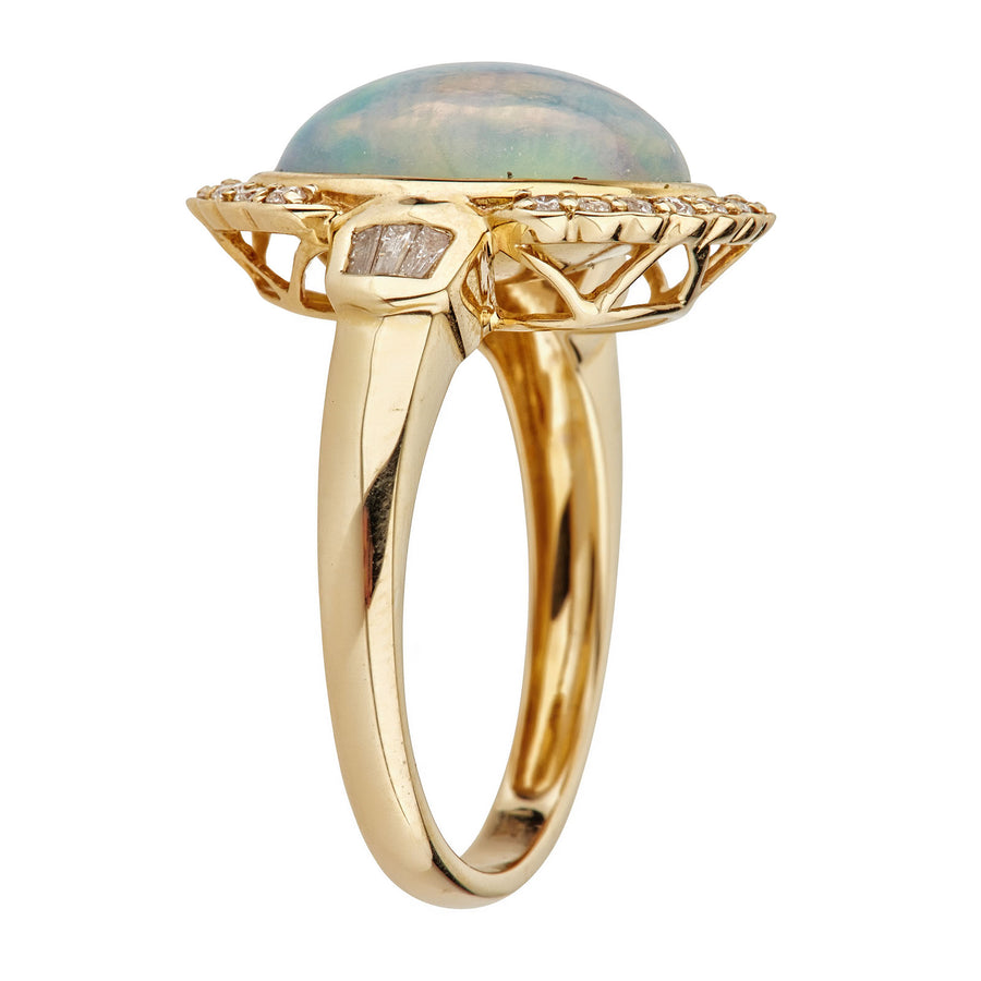 Genesis 14K Yellow Gold Oval-Cat Natural African Opal Ring