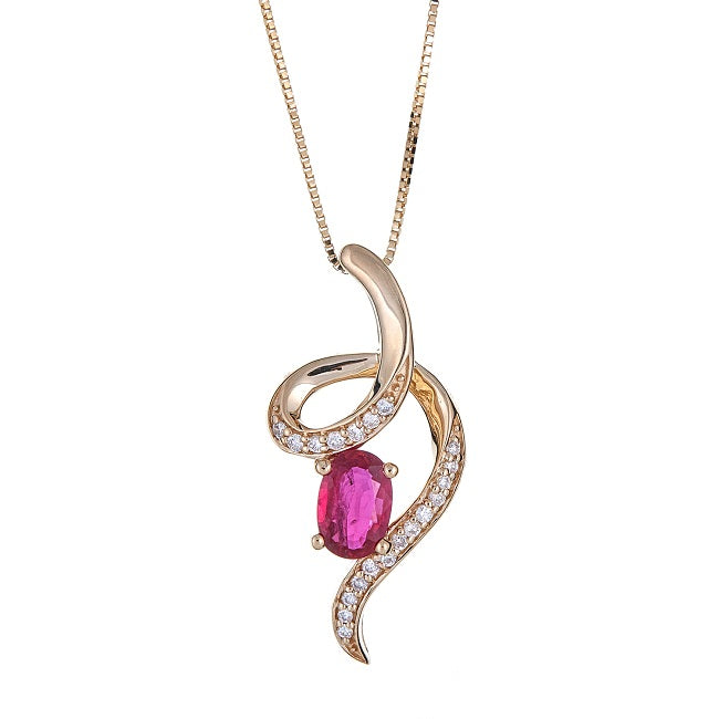 Hazel 10K Yellow Gold Oval-Cut Mozambique Ruby Pendant