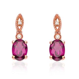 Miriam 10K Rose Gold Oval-Cut Madagascar Rhodolite Earring
