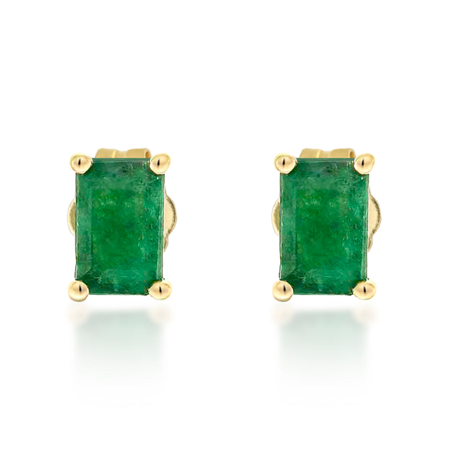 Katalina 10K Yellow Gold Emerald-Cut Natural Zambian Emerald Earring