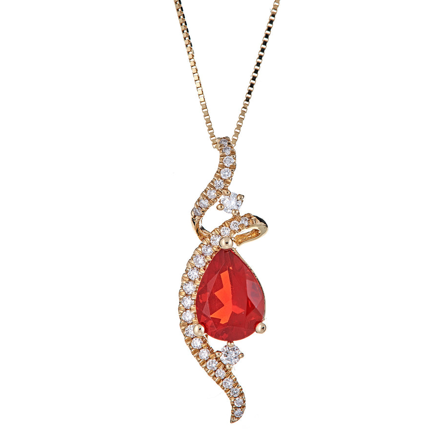 Annika 14K Yellow Gold Pear-Cut Mexican Fire Opal Pendant