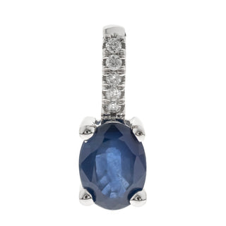 Sara 10K White Gold Oval-Cut Ceylon Blue Sapphire Pendant