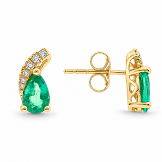 Celeste 10K Yellow Gold Pear-Cut Emerald Earring