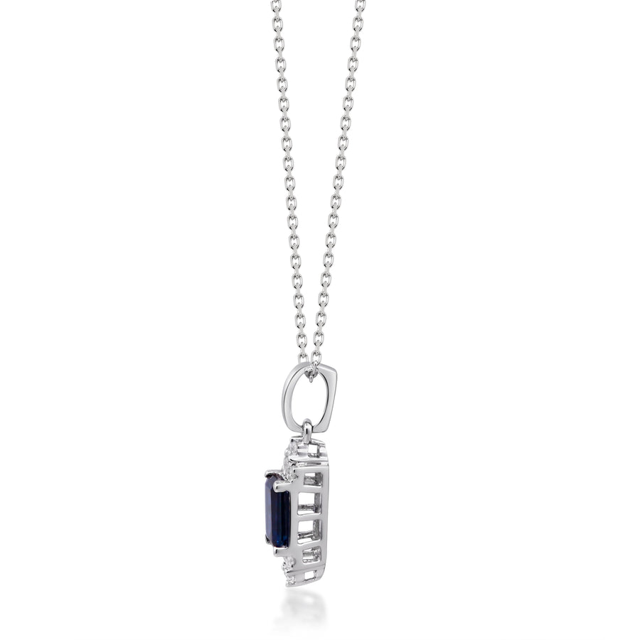 Amelia 10K White Gold Emerald-Cut Ceylon Blue Sapphire Pendant