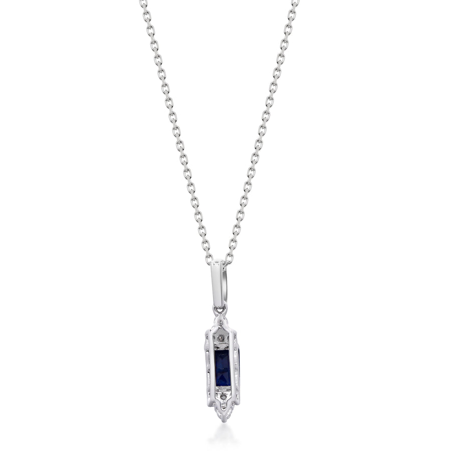 Amelia 10K White Gold Emerald-Cut Ceylon Blue Sapphire Pendant