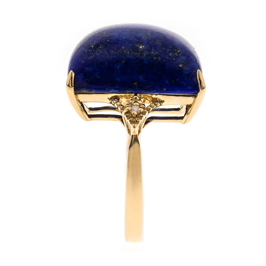 Billie 14K Yellow Gold Cushion-Cab Lapis Ring