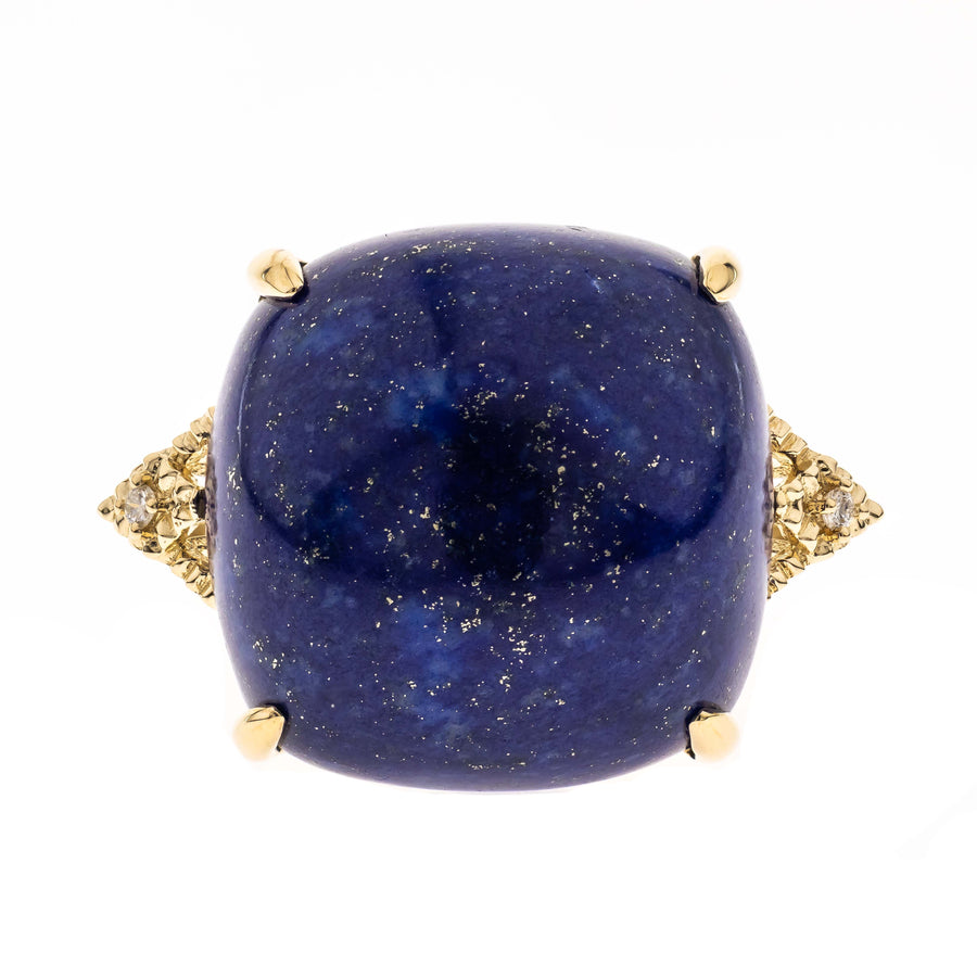 Billie 14K Yellow Gold Cushion-Cab Lapis Ring