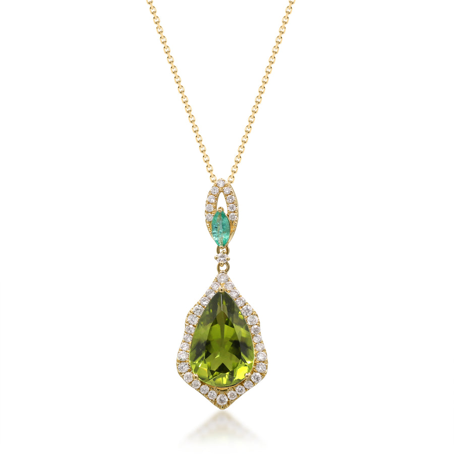 Kalani 14K Yellow Gold Pear-Cut Manchurian Peridot Pendant