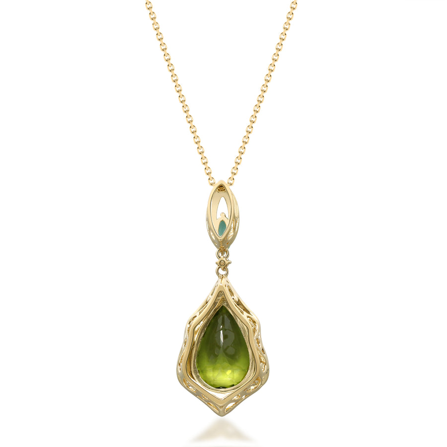 Kalani 14K Yellow Gold Pear-Cut Manchurian Peridot Pendant