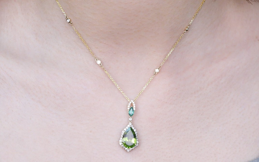 Kalani 14K Yellow Gold Pear-Cut Manchurian Peridot Pendant