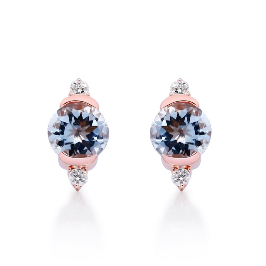 Charles 10K Rose Gold Round-Cut Brazilian Aquamarine Earrings