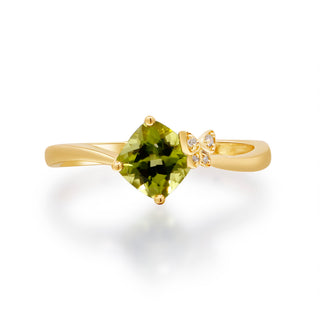 Aurora 14K Yellow Gold Cushion-Cut Manchurian Peridot Ring