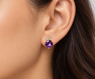 Ashlyn 10K Yellow Gold Cushion-Cut Amethyst Earring