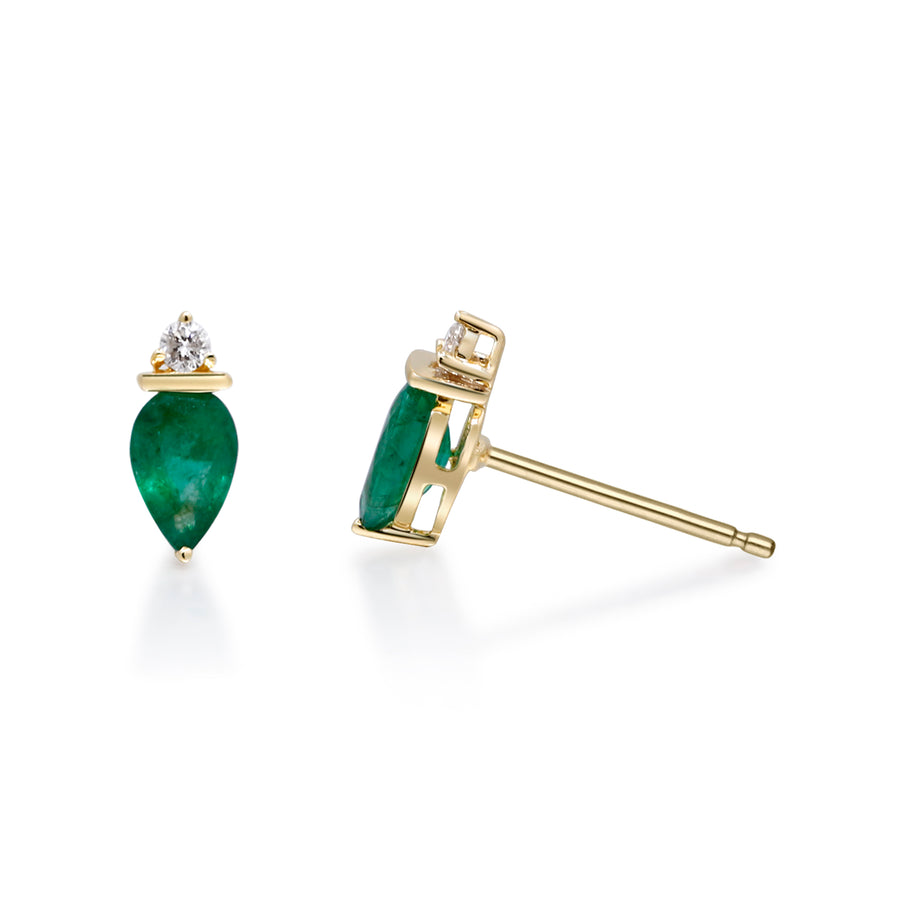 Remi 10K Yellow Gold Pear-Cut Zambian Emerald Earrings