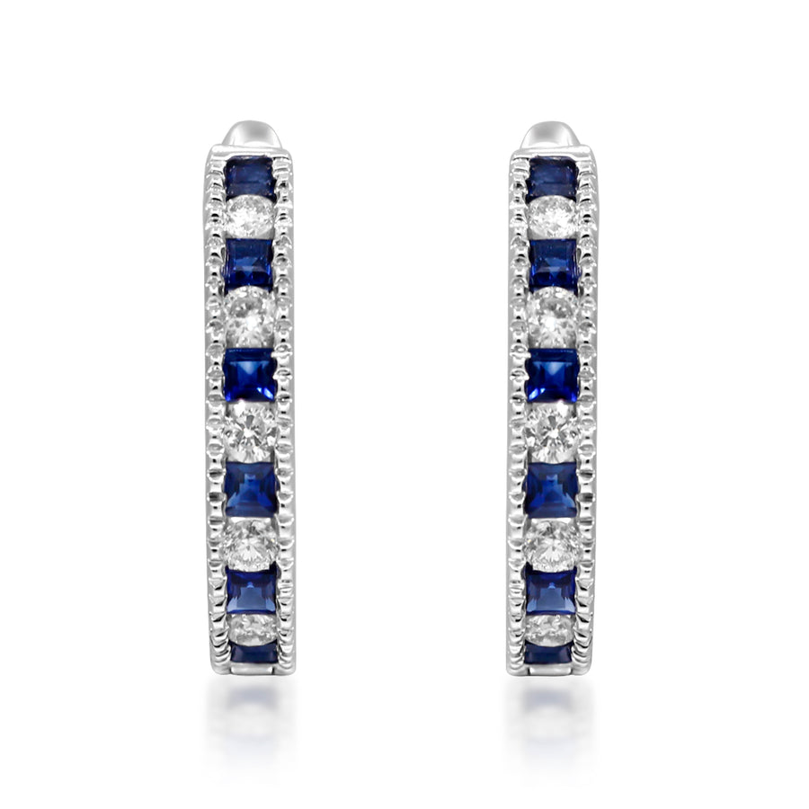 Ruth 14K White Gold Square-Cut Ceylon Blue Sapphire Earring