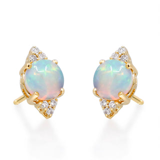 Penelope 10K Yellow Gold Round-Cab African Opal Earrings