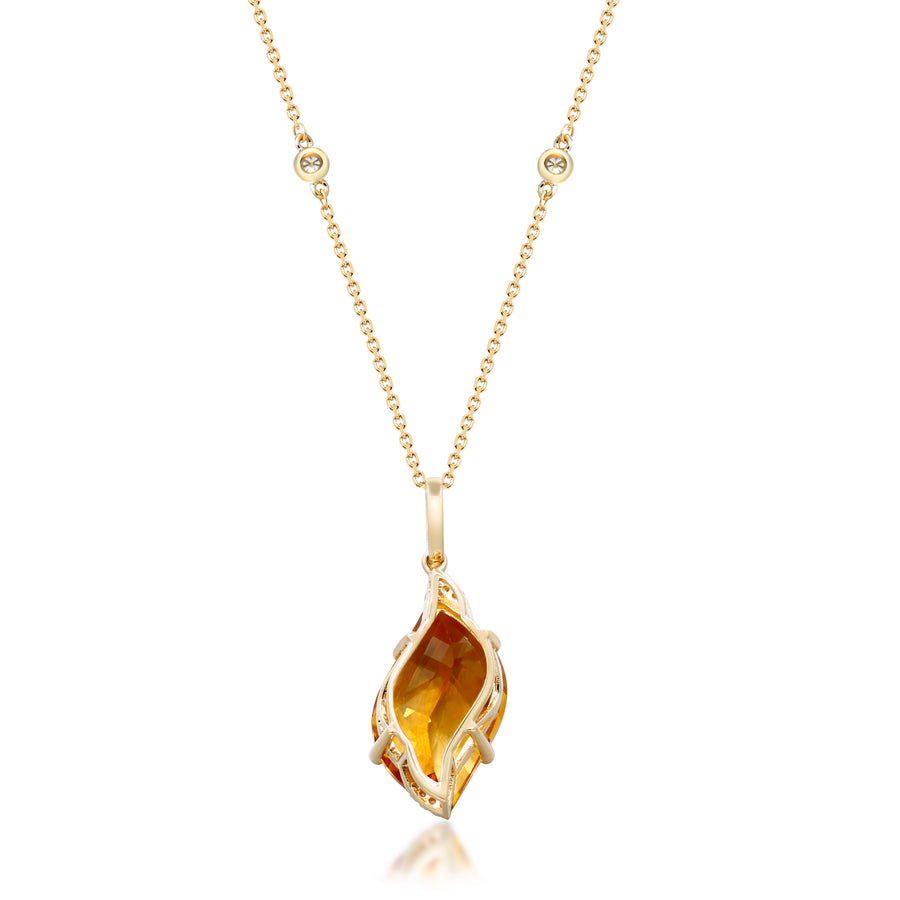 Tamar 14K Yellow Gold Fancy leaf-Cut Brazilian Citrine Pendant