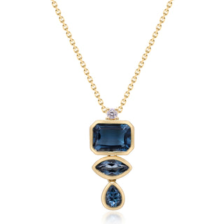 Clara 14K Yellow Gold Emerald-Cut Brazilian London Blue Topaz Pendant