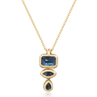 Clara 14K Yellow Gold Emerald-Cut Brazilian London Blue Topaz Pendant