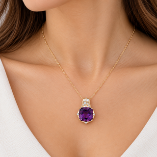 Valerie 14K Yellow Gold Cushion-Cut Amethyst Pendant