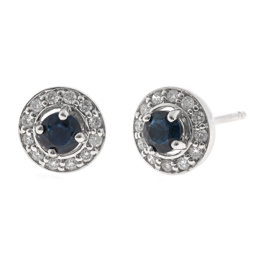 Delilah 10K White Gold Round-Cut Blue Sapphire Earrings