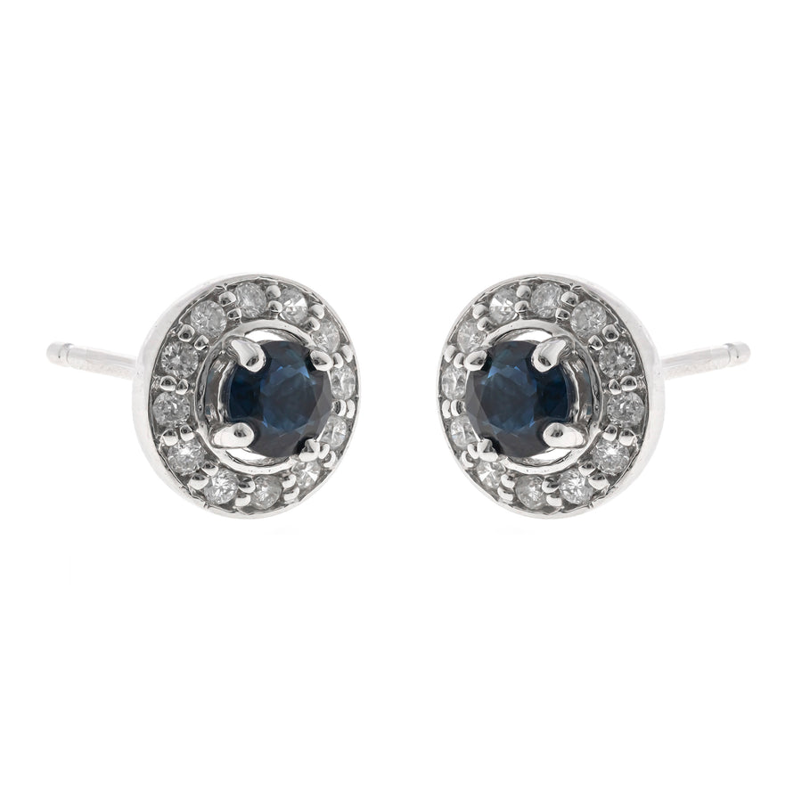 Delilah 10K White Gold Round-Cut Blue Sapphire Earrings