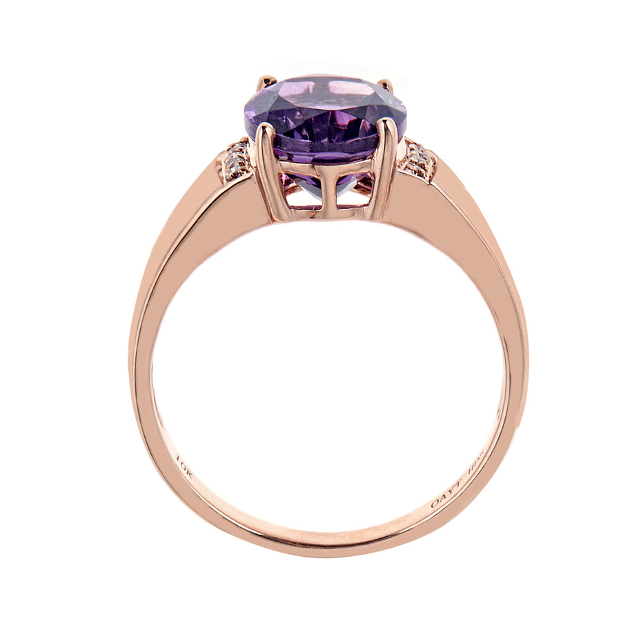 Elsa 10K Rose Gold Oval-Cut Brazilian Amethyst Ring